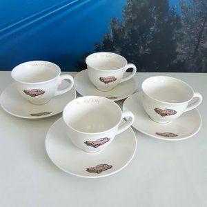 MARY KAY Vintage Pink Cadillac Tea Cup & Saucer Set of 4